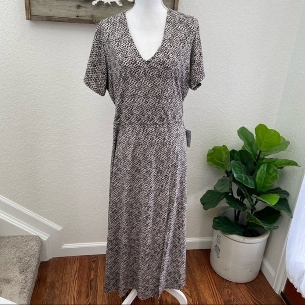 Wayf Nordstrom dede and emily cheetah print maxi dress stretch‎ knit 1X NWT